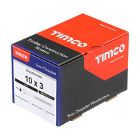 Timco 10 x 3" Twin Threaded Woodscrews Countsunk Head Zinc (200/Box) 00103CWZ