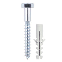 Timco Coach Screw and Nylon Plugs 6 x 80mm Pack of 2 0680CSCNP