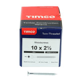 Timco 10 x 2 1/2" Twin Threaded Woodscrews Countsunk Head Zinc (200/Box) 10212CWZ