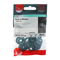 Timco Form A Washer (DIN 125) Zinc Plated M10 (20/Timpac) 10WHAZP