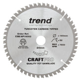 Trend Aluminium/Plastic Circular Saw Blade 160mm x 20mm x 52T CSB/AP16052