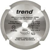 Trend PCD Cement Fibre Board Saw Blade 160mm Dia. X 4 Teeth X 20mm Bore X 1.8mm Kerf PCD/FSB/1604