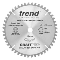 Trend Wood Cordless Mitre Saw Blade 184mm x 16mm x 48T CSB/CC18448T