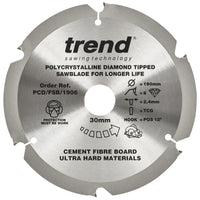 Trend PCD Cement Fibre Board Saw Blade 190mm Dia. X 6 Teeth X 30mm Bore X 2.4mm Kerf PCD/FSB/1906