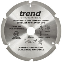 Trend PCD Fibre Cement Circular Saw Blade 216mm x 30mm x 6T PCD/FSB/2166