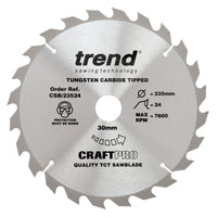 Trend Wood Circular Saw Blade 235mm x 30mm x 24T CSB/23524
