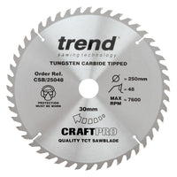 Trend Aluminium/Plastic Circular Saw Blade 250mm x 30mm x 84T CSB/AP25084