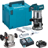 Makita DRT50ZJ 18V Brushless Router Trimmer With 5.0Ah Battery & Charger + Accessories