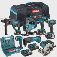 Makita 18V 7 Piece Cordless Kit with 3 x 5.0Ah Batteries & 100 Piece Bit Set T4TKIT-29