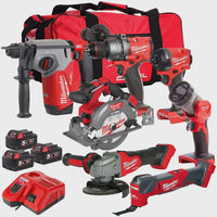 Milwaukee M18FPP7A3-503B 18V FUEL Brushless 7 Piece Tool Kit 3 x 5.0Ah Batteries Charger & Wheeled Bag 4933480878 (DBR KIT)