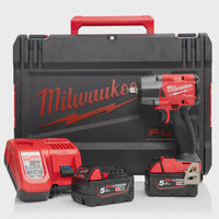 Milwaukee M18 FMTIW2F12-502X 18V Fuel Brushless 1/2" Mid-Torque Impact Wrench with 2 x 5.0Ah Batteries Charger & Case