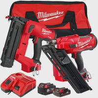 Milwaukee 18V M18 FPP2AR-522B Fuel Twin Pack Nailer with 1 x 5.0Ah & 2.0Ah Battery & Charger