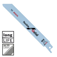 Bosch S922EF 150mm BIM Flexible Reciprocating Saw Blades for Metal Pack of 5 - 2608656015