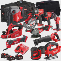 Milwaukee 18V Cordless 11 Piece Tool Kit with 3 x 5.0Ah Batteries & Charger in Bag DBRM-09