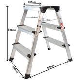 Excel Aluminium Stool Ladder Folding Hop Up 3 Tread 610mm x 390mm