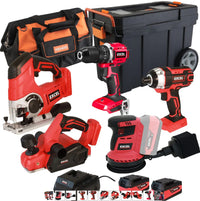 Excel 18V 5 Piece Tool Kit with 2 x 5.0Ah Battery Charger & Mobile Wheel Box EXLKIT-16063