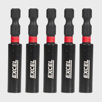 Excel 60mm Magnetic Impact Bit Holder with Blister Card Pack of 5