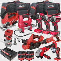Excel 18V 10 Piece Power Tool Kit with 4 x 5.0Ah Batteries & Charger EXLKIT-16296