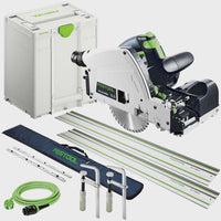 Festool TSV 60 KEBQ-Plus 230V GB Plunge-Cut Saw - 576733 With 2 x Guide Rail, Connector, Clamp & Bag