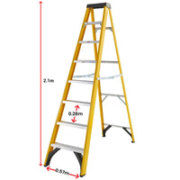 Excel Electricians Fibreglass Step Ladder 7 Tread 2.1m Heavy Duty
