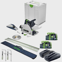Festool TSC 55 KEB-Basic-5,0 GB 18V BL Plunge-Cut Saw - 577589 With 2 x 5.0Ah Batteries, Charger & 1 x Guide Rail Kit