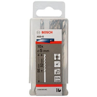 Bosch 5mm HSS-G Drill Bits for Metal 52mm Working Length (10pk) 2608595062