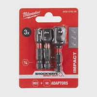 Milwaukee Shockwave Impact Duty Socket Adaptor Set Pack of 3 Piece 4932479228