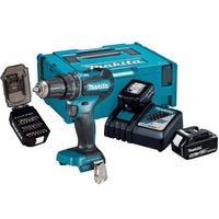 Makita DHP485TJX8 18V LXT Brushless Combi Drill with 2 x 5.0Ah Batteries Charger Case & Bit Set
