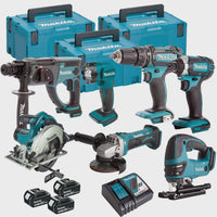 Makita 18V 7 Piece Power Tool Kit with 3 x 5.0Ah Batteries  & Charger (DBR KIT)