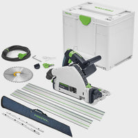 Festool TS 55 FEQ-Plus 110V GB Circular Plunge Cut Saw - 576707 With 2 x Guide Rail, Connector & Guide Rail Bag