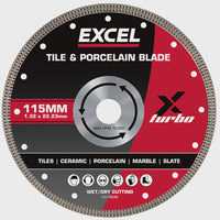 Excel 115mm Tile & Porcelain Diamond Cutting Blade Wet & Dry Use