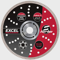 Excel 230mm Diamond Cutting Saw Blade Slim Turbo Wet & Dry Use