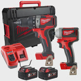 Milwaukee M18 BLPP2A3-502X 18V Brushless Combi Drill & Impact Driver with 2 x 5.0Ah Batteries, Charger & Case 4933492845