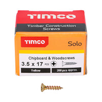 TIMCO 3.5 x 17mm Solo Chipboard & Woodscrews - PZ - Double Countersunk - Yellow 35017SOLOC