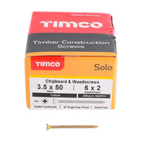 Timco Solo Chipboard & Woodscrews - PZ - Double Countersunk - Yellow 3.5 x 50 35050SOLOC