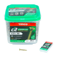 Timco 4.0 x 30mm C2 Strong-Fix - PZ - Double Countersunk - Twin-Cut - Yellow 40030C2TUB