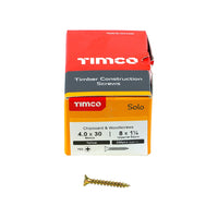 Timco 4.0 x 30mm Solo Chipboard & Woodscrews - PZ - Double Countersunk - Yellow 40030SOLOC