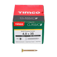 Timco 4.0 x 35mm Classic Multi-Purpose Screws Countsunk Head Yellow (200/Box) 40035CLAF