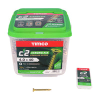 Timco 4.0 x 40mm C2 Strong-Fix - PZ - Double Countersunk - Twin-Cut - Yellow 40040C2TUB