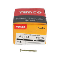 Timco 4.0 x 45mm Solo Chipboard & Woodscrews - PZ - Double Countersunk - Yellow 40045SOLOC