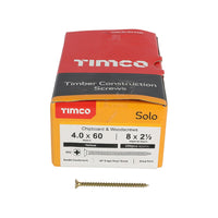 Timco 4.0 x 60mm Solo Chipboard & Woodscrews - PZ - Double Countersunk - Yellow 40060SOLOC