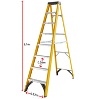 Excel Electricians Fibreglass Step Ladder 7 Tread 2.1m Heavy Duty