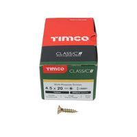 Timco 4.5 x 20mm Classic Multi-Purpose Screws Countsunk Head Yellow (200/Box) 45020CLAF
