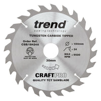 Trend Wood Circular Craft General Purpose Saw Blade 184mm x 30mm x 24T CSB/18424A