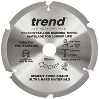 Trend PCD Fibre Cement Circular Saw Blade 216mm x 30mm x 6T PCD/FSB/2166
