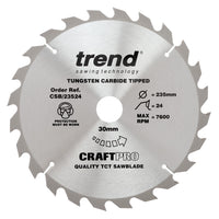 Trend Wood Circular Saw Blade 235mm x 30mm x 24T CSB/23524