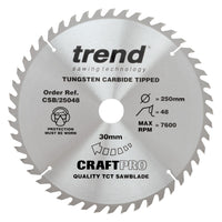 Trend Wood Circular Craft Combination Saw Blade 250mm x 30mm x 48T CSB/25048