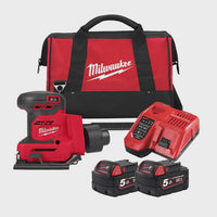 Milwaukee M18BQSS-502B 18V 1/4 Sheet Sander with 2 x 5.0Ah Batteries, Charger & Bag 4933479968