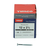 Timco 12 x 2 1/2" Twin Threaded Woodscrews Countsunk Head Zinc (200/Box) 12212CWZ