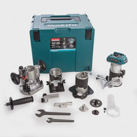 Makita DRT50ZJX3 18V LXT Brushless Router Trimmer Body With Extra Bases In Case